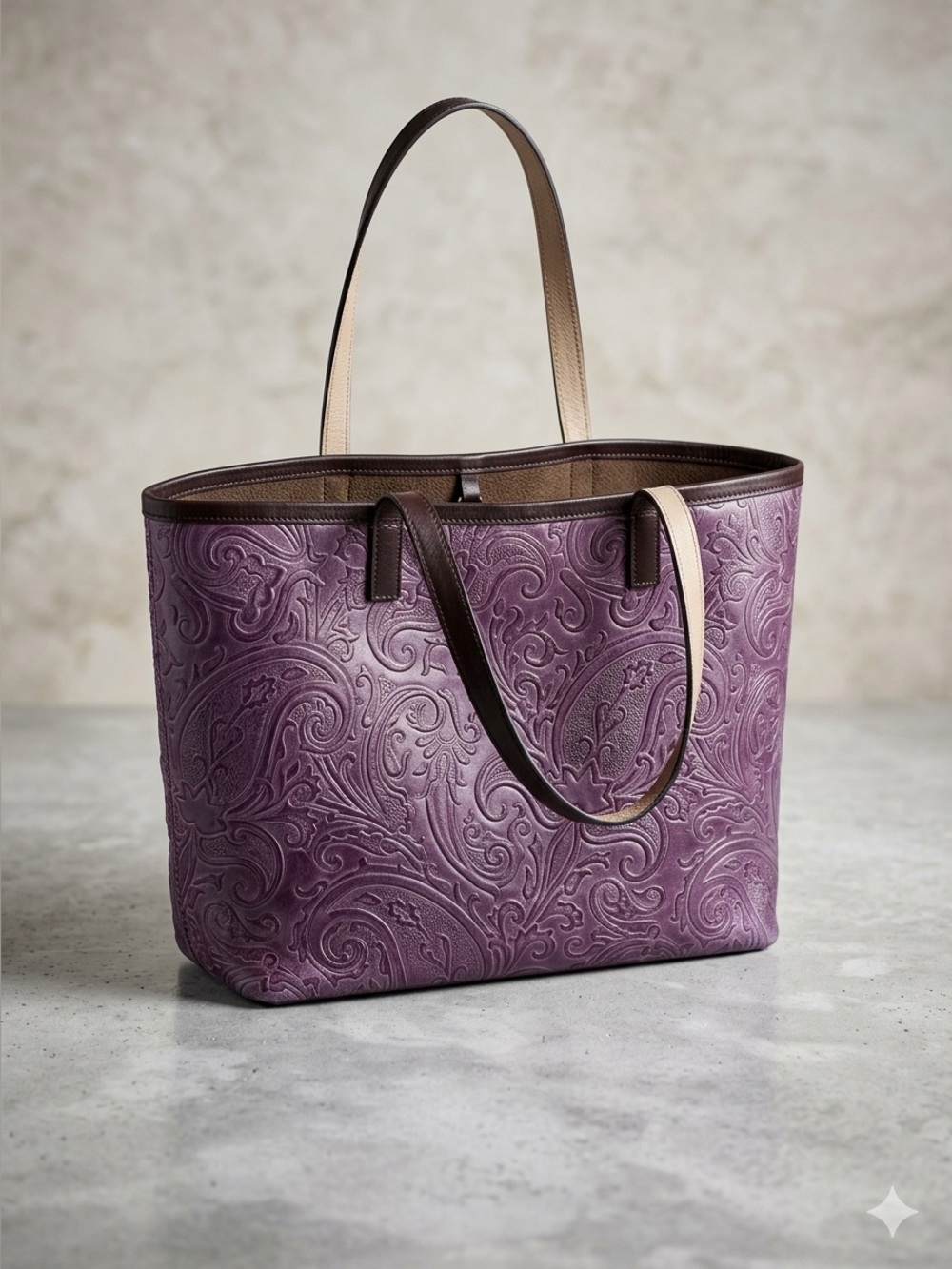 ETRO Purple Embossed Leather Tote Bag - Chic Everyday Carry